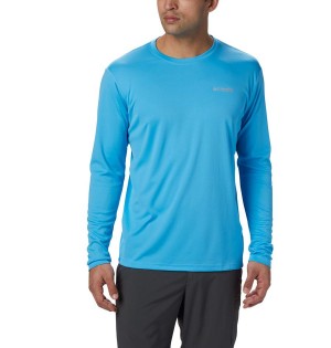 Columbia PFG Zero Rules Long Sleeve Men's T-Shirt Blue | ZRUNJS-543