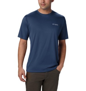 Columbia PFG Zero Rules Short Sleeve Men's T-Shirt Blue | NPIYAK-861
