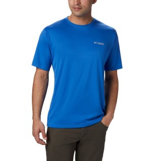Columbia PFG Zero Rules Short Sleeve Men's T-Shirt Blue | PXFANH-562