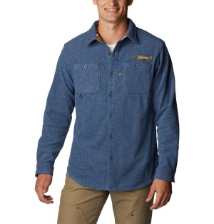 Columbia PHG Bucktail Fleece Over Men's Shirt Blue | WAQDFS-695
