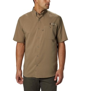 Columbia PHG Bucktail Short Sleeve Woven Men's Shirt Brown | UCVALM-752