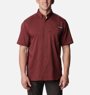 Columbia PHG Bucktail Short Sleeve Woven Men's Shirt Red | JQVUWT-843