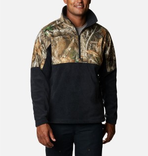 Columbia PHG Fleece Overlay 1/4 Zip Men's Pullover Black | YSAPHI-640