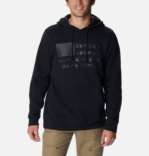 Columbia PHG Game Flag II Men's Hoodie Black | FUDABN-721