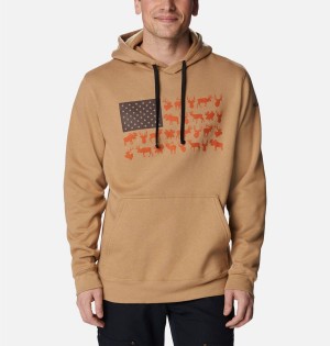 Columbia PHG Game Flag II Men's Hoodie Brown | ACGVHT-429