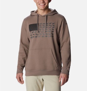Columbia PHG Game Flag II Men's Hoodie Grey | SQKELG-943