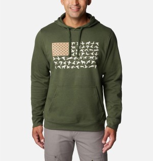 Columbia PHG Game Flag II Men's Hoodie Olive | FQHPSO-961