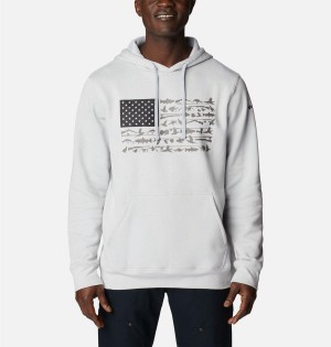 Columbia PHG Game Flag II Men's Hoodie White | GZNJCH-138