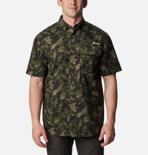 Columbia PHG Super Sharptail Short Sleeve Men's Shirt Olive | WAINOZ-610