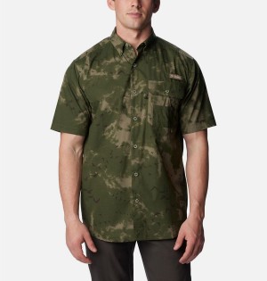 Columbia PHG Super Sharptail Short Sleeve Men's Shirt Olive | DGCZEU-683