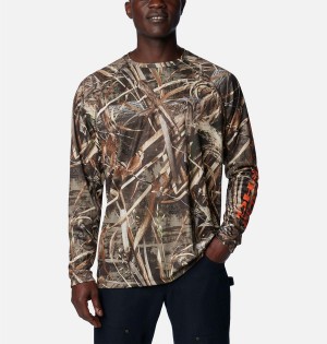 Columbia PHG Super Terminal Shot Long Sleeve Men's T-Shirt Brown | OLPXIF-857