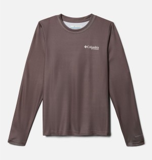 Columbia PHG Terminal Shot Game Flag Long Sleeve Kids' T-Shirt Brown | VSJWEX-481