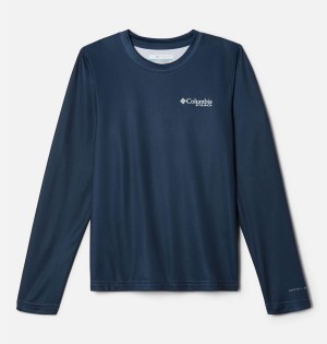 Columbia PHG Terminal Shot Game Flag Long Sleeve Kids' T-Shirt Navy | JSZAIQ-329