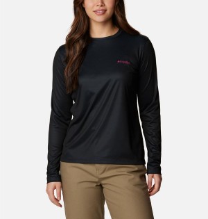 Columbia PHG Tough Shot Graphic Long Sleeve Women's T-Shirt Black | CVSYUL-413