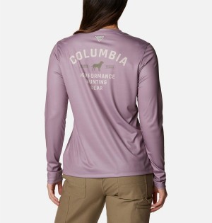 Columbia PHG Tough Shot Graphic Long Sleeve Women's T-Shirt Purple | FBWJMG-759