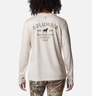 Columbia PHG Tough Shot Graphic Long Sleeve Women's T-Shirt Beige | KHTBIE-076