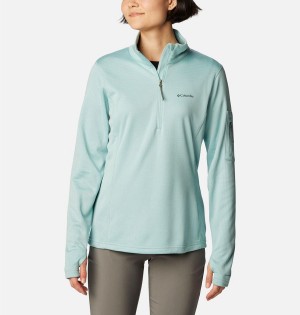Columbia Park View Grid Half Zip Fleece Women's Pullover Turquoise | VQHJBE-364