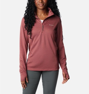 Columbia Park View Grid Half Zip Fleece Women's Pullover Coral | ONEHSI-249