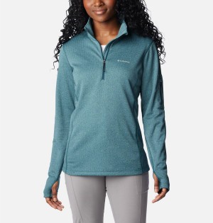 Columbia Park View Grid Half Zip Fleece Women's Pullover Turquoise | UVPKFH-764