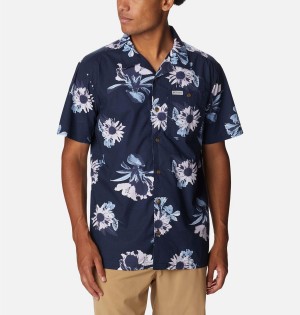 Columbia Pine Canyon Short Sleeve Men's Shirt Navy | QMTOHA-507