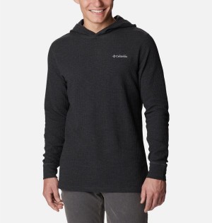 Columbia Pine Peak Waffle Men's Hoodie Black | TVKGXS-645