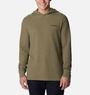 Columbia Pine Peak Waffle Men's Hoodie Green | WCPRMK-592