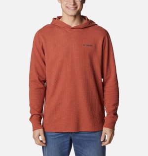 Columbia Pine Peak Waffle Men's Hoodie Red | IWHEKT-056
