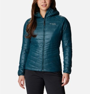 Columbia Platinum Peak Hooded Women's Puffer Jacket Turquoise | HMPRBA-432