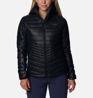 Columbia Platinum Peak Hooded Women's Puffer Jacket Black | PCHOAB-045