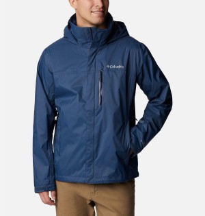 Columbia Pouration Men's Rain Jacket Blue | LCSZTA-938