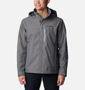 Columbia Pouration Men's Rain Jacket Grey | HXAMQB-031