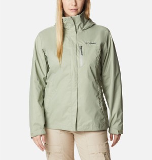 Columbia Pouration Women's Rain Jacket Green | PCVYNM-409