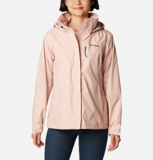 Columbia Pouration Women's Rain Jacket Pink | TLZOPJ-915