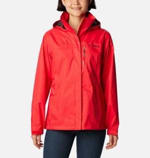 Columbia Pouration Women's Rain Jacket Red | SQVEAD-369