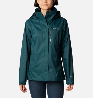 Columbia Pouration Women's Rain Jacket Turquoise | DGFEIA-708
