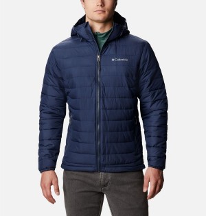 Columbia Powder Lite Hooded Insulated Men's Puffer Jacket Navy | NXGVCK-230