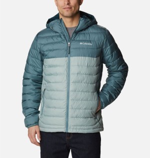 Columbia Powder Lite Hooded Insulated Men's Puffer Jacket Blue | OYDIWN-124