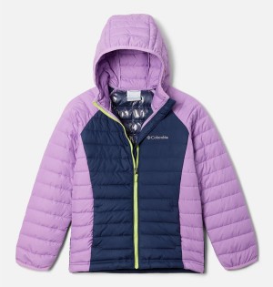 Columbia Powder Lite Hooded Kids' Jacket Navy | LWVZGS-701