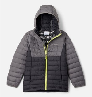 Columbia Powder Lite Hooded Kids' Jacket Black | YOTGWX-731