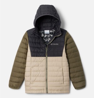 Columbia Powder Lite Hooded Kids' Jacket Khaki | JSCWUY-936