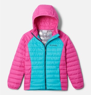 Columbia Powder Lite Hooded Kids' Jacket Pink | JLZTBK-937