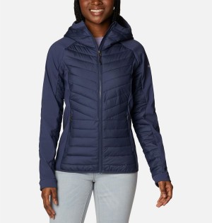 Columbia Powder Lite Hybrid Hooded Women's Puffer Jacket Navy | XOIYVU-739