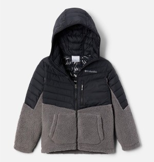 Columbia Powder Lite Novelty Hooded Kids' Jacket Black | WGNEIJ-876