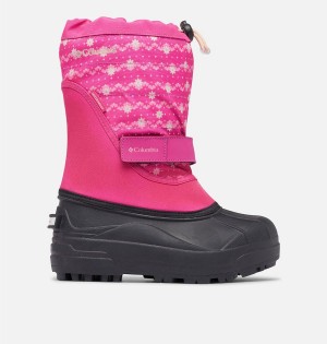 Columbia Powderbug Plus II Print Snow Kids' Boots Pink | EJPWDT-617