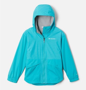 Columbia Rainy Trails Fleece Lined Kids' Jacket Turquoise | VPZLDT-590
