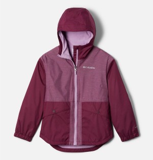Columbia Rainy Trails Fleece Lined Kids' Jacket Coral | PEQKDB-938
