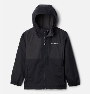 Columbia Rainy Trails Fleece Lined Kids' Jacket Black | NWZSLC-392
