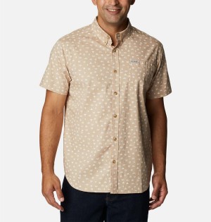 Columbia Rapid Rivers Printed Short Sleeve Men's Shirt Khaki | AWXCPS-078