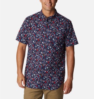 Columbia Rapid Rivers Printed Short Sleeve Men's Shirt Red | PDARYM-873