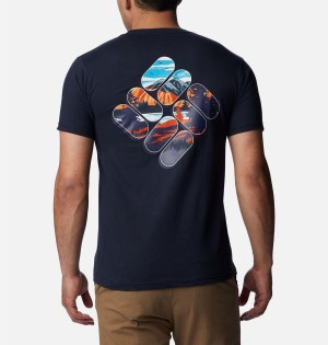 Columbia Ridge Graphic Men's T-Shirt Navy | NXHJKP-192